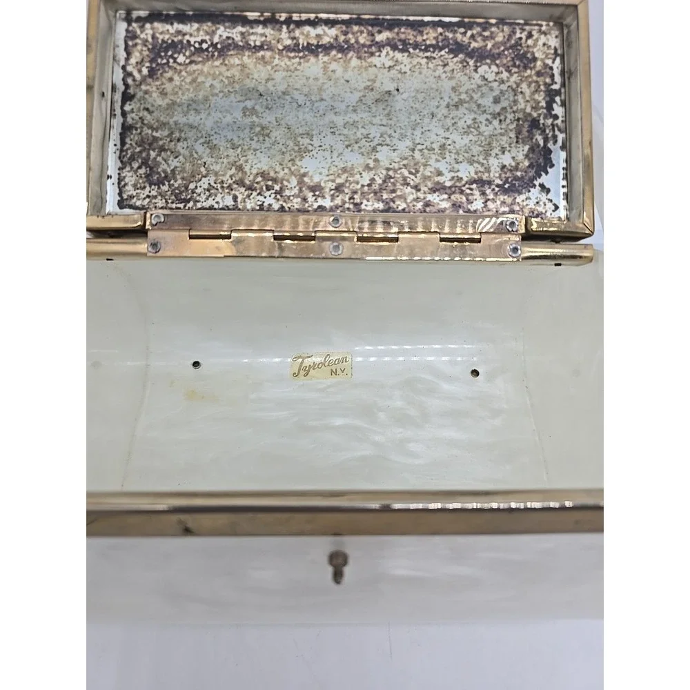 Vtg Tyrolene Lucite Purse Metal Filigree Single‎ Handle 1940's Mid Century Purse